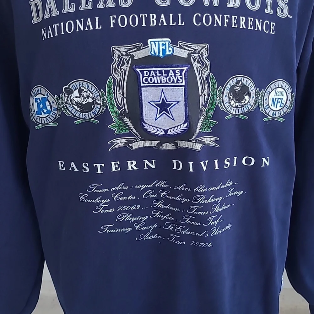 DALLAS COWBOYS NFL Navy Embroidered Nutmeg USA Mens XL Crewneck Sweater RARE 90s